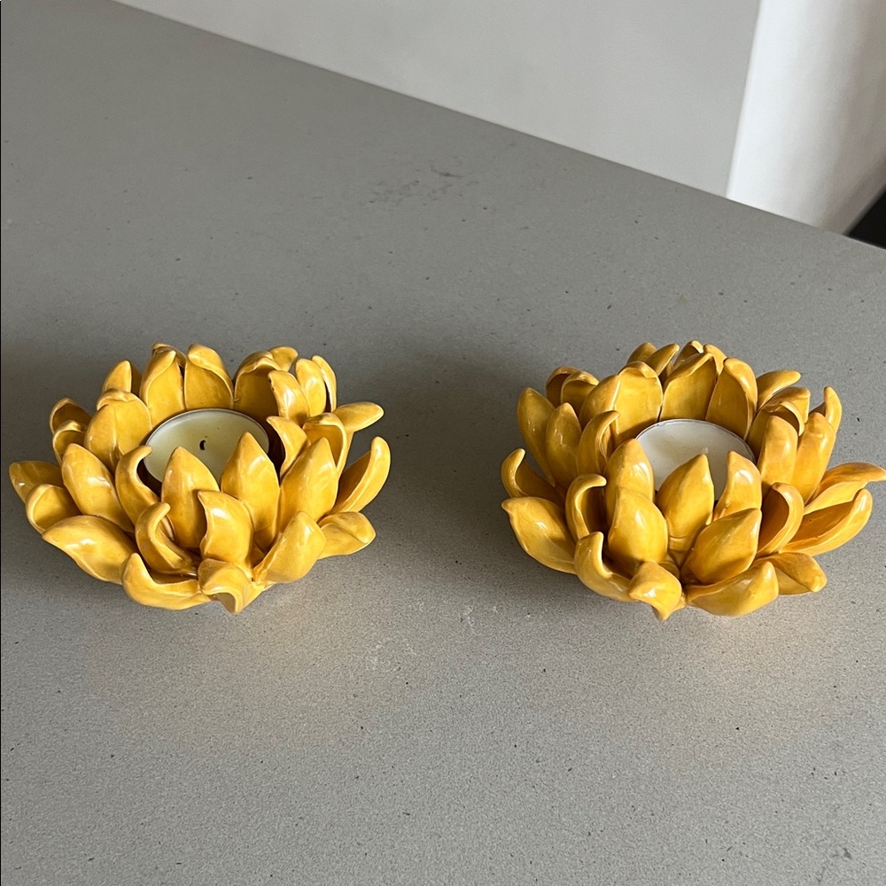 Yellow Flower Candle Holders